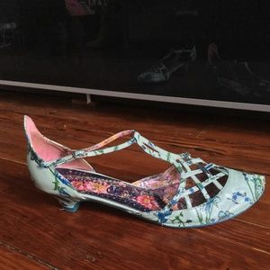 Irregular Choice Mint Floral Kitten Heel Sandals